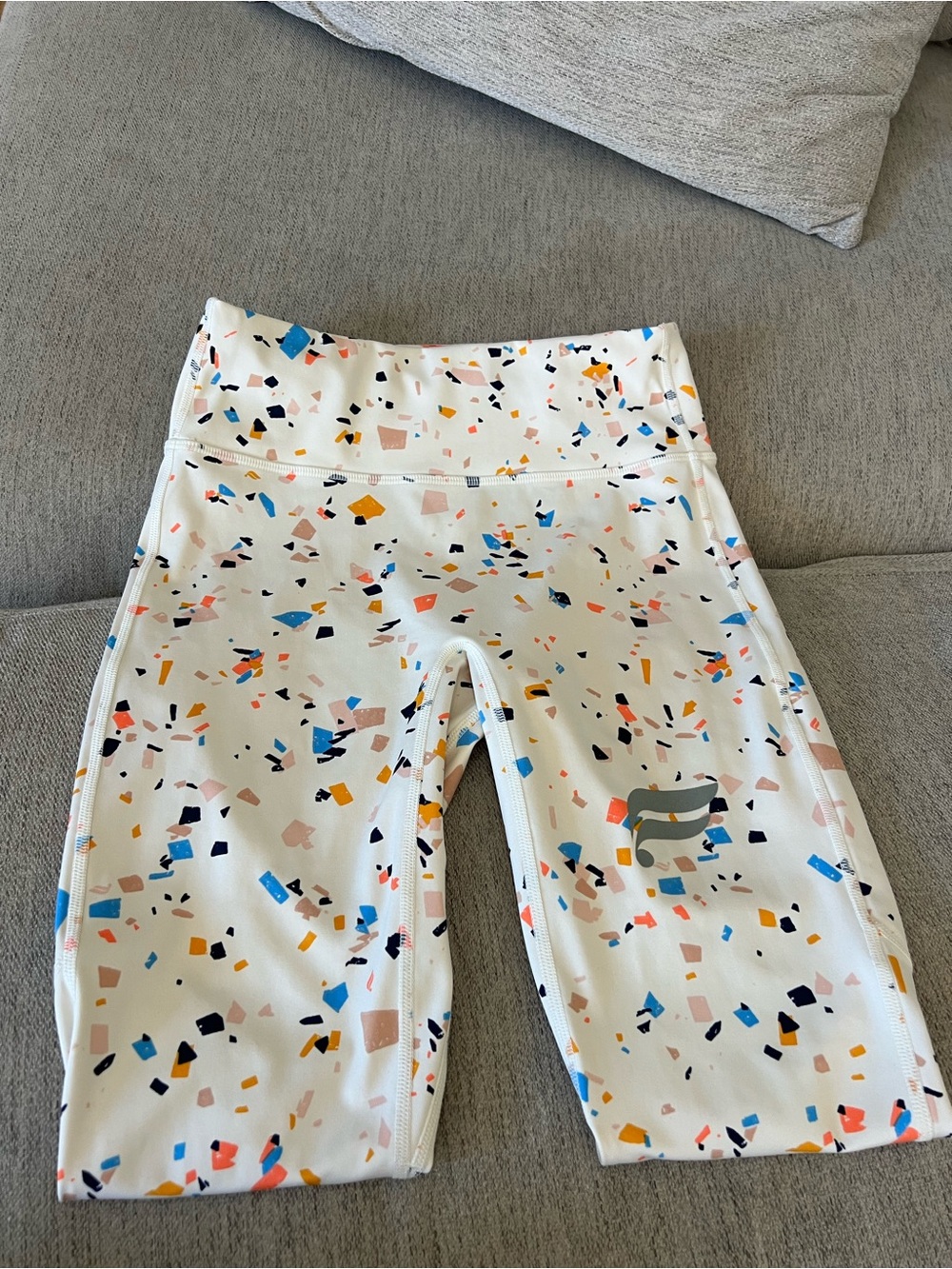 Fabletics White Confetti Print High-Waist Leggings